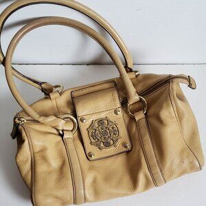 Leather KATE LANDRY Handbag Logo Metal detail Straw Yellow